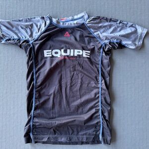 Gracie Barra Kids Ranked Rash Guard - YL - Gray
